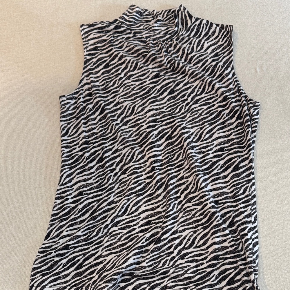 Studio Works Black and White Animal Print Tank Top